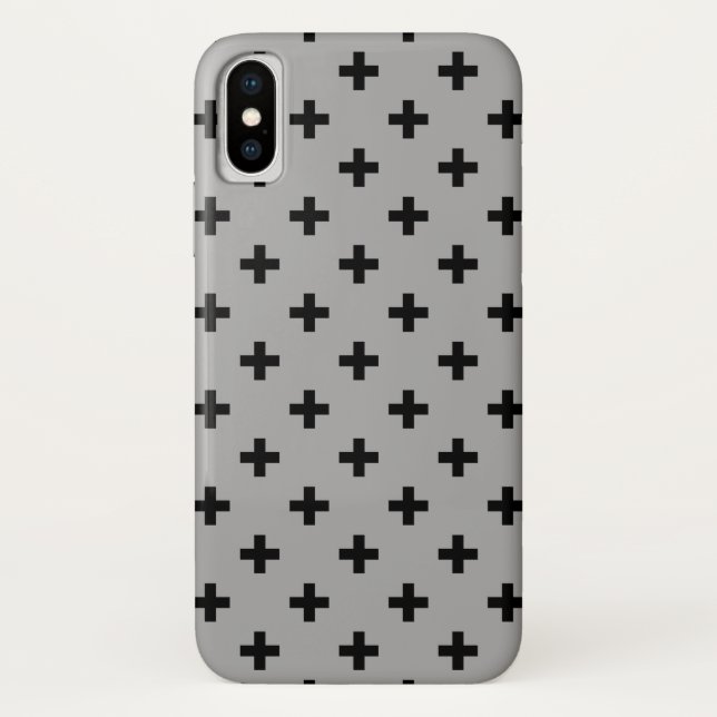 Capa Para iPhone, Case-Mate Cruzes de polca preta em cinzas (Verso)