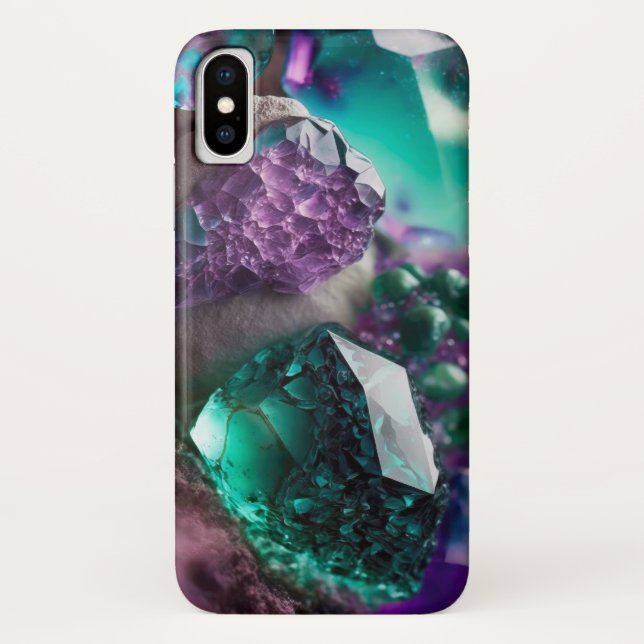 Capa Para iPhone, Case-Mate Crystals gems emerald amethyst (Verso)