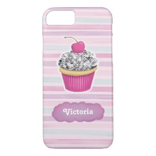 Capa iPhone 8/7 Cupcake rosa-branco personalizado