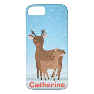 Capa iPhone 8/7 Cute Deer & Doe Snowy Winter