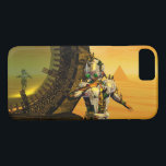 Capa iPhone 8/7 CYBORG TITAN,DESERT HYPERION Science Ficfi<br><div class="desc">Imagem artística, colorida e brilhante de ficção científica em cores amarela, verde, castanha, branca. Titan cyborg da Hyperion com sua vibrante carapaça metálica cromática reflexiva em um ambiente surreal com pirâmides, sol quente, deserto semelhante a uma paisagem egípcia, quadro de animação do filme 3D Hyperion World . É também um...</div>