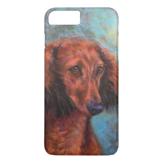 Capa iPhone 8 Plus/7 Plus Dachshund de cabelos compridos vermelho