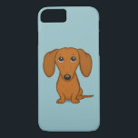 Capa iPhone 8/7 Dachshund Vermelho Cugado | Cachorro-branco engraç<br><div class="desc">Cachorro de Cartoon Vermelho de Cabelo Curto, Bonito, com Grandes Olhos e Orelhas de Disquete. Um cachorro doxie cãozinho que parece muito doce e talvez um pouco culpado. Esta divertida capa de telefone de celular do amante de cachorro do wiener está disponível para uma variedade de marcas de celulares. Confira...</div>