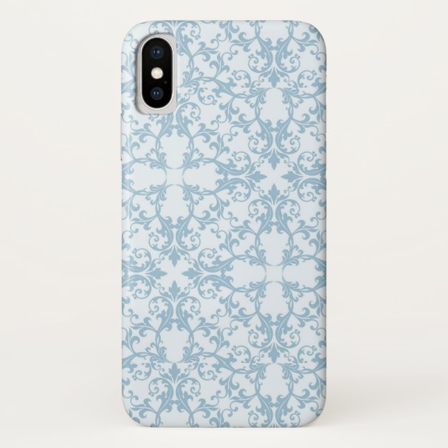 Capa Para iPhone, Case-Mate Damasco azul pálido (Verso)