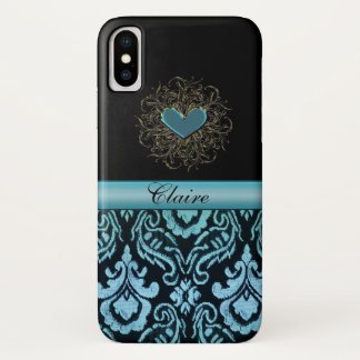 Capa Para iPhone Da Case-Mate Damasco do Aqua do vintage com a caixa