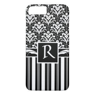 Capa iPhone 8 Plus/7 Plus Damasco floral e listras do vintage elegante do
