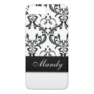 CAPA PARA iPhone DA Case-Mate DAMASCO PRETO FEMININO DO VINTAGE SEU NOME