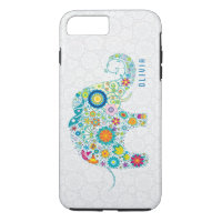 Damascos Florais Brancos Elefante Floral Colorida