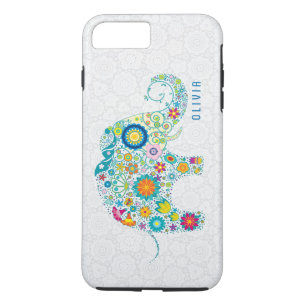 Capa iPhone 8 Plus/7 Plus Damascos Florais Brancos Elefante Floral Colorida