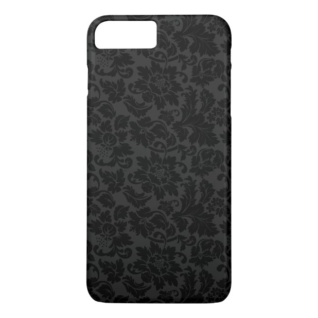 Capa Para iPhone, Case-Mate Damascos Florais Monocromáticos da Cinza Preta (Verso)