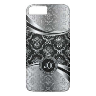 Capa Para iPhone Da Case-Mate Damascos Florais Negros e Prateados Monogramados E
