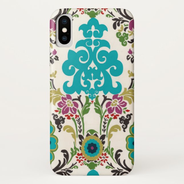 Capa Para iPhone, Case-Mate Damask Floral Patternos Plum Turquoise (Verso)