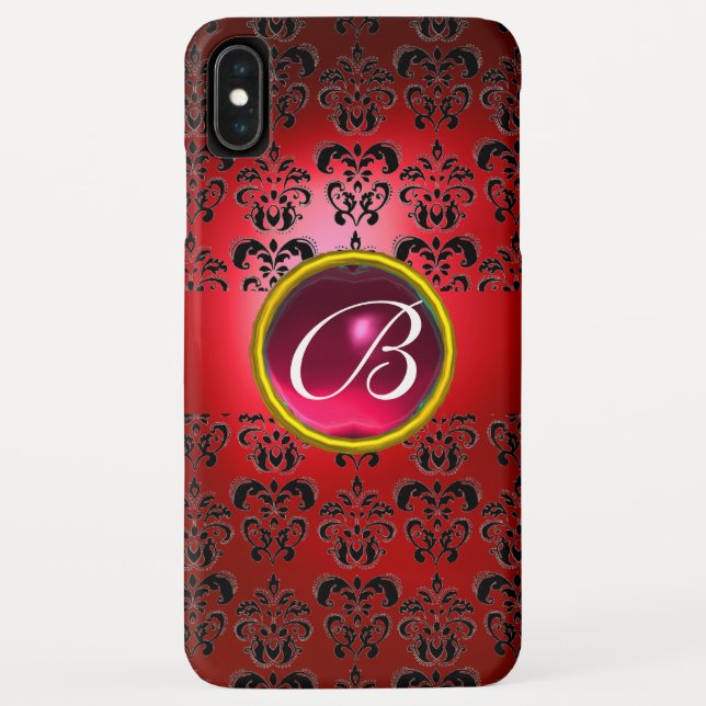 Capa Para iPhone, Case-Mate DAMASK GEM MONOGRAM - laranja vermelho (Verso)
