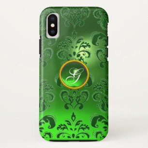 Capa Para iPhone XS DAMASK GEM MONOGRAM verde