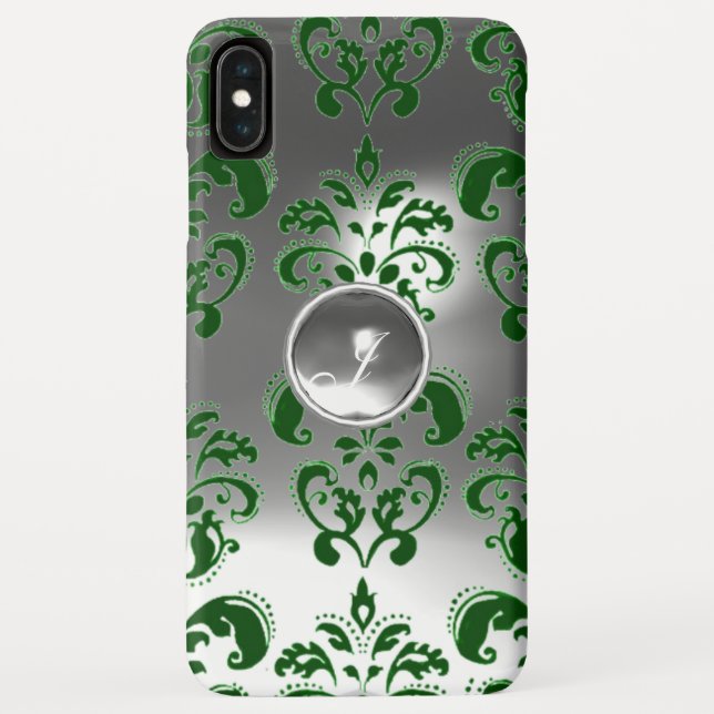 Capa Para iPhone, Case-Mate DAMASK GEM MONOGRAM verde branco (Verso)