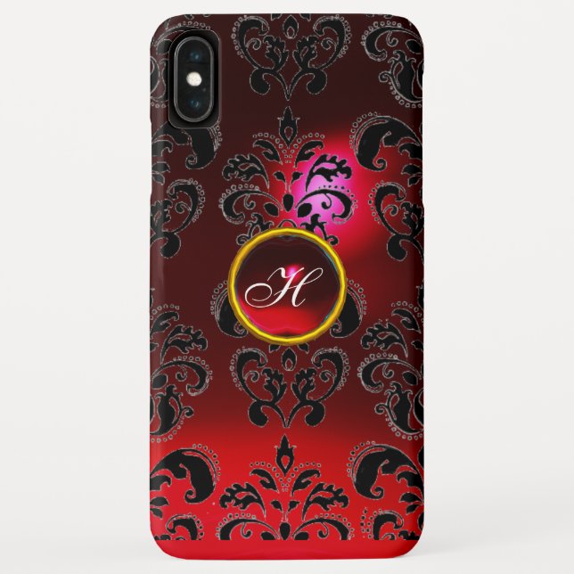 Capa Para iPhone, Case-Mate DAMASK GEM MONOGRAMA vermelho (Verso)