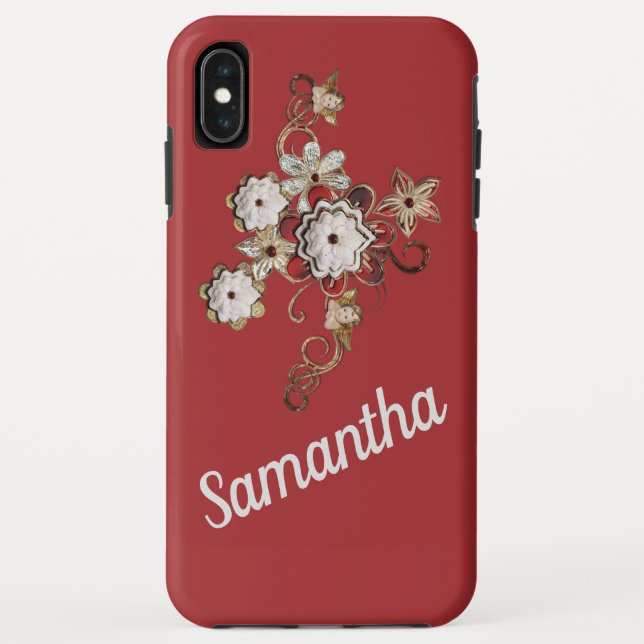 Capa Para iPhone, Case-Mate Desenho de Joias em Fundo Vermelho Rico (Verso)
