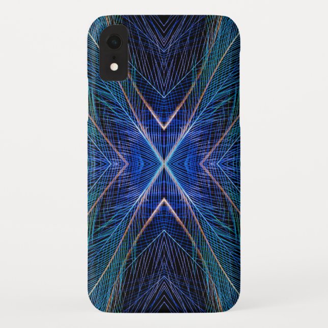 Capa Para iPhone, Case-Mate Desenho de Pena Fractal Azul (Verso)