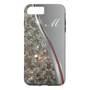 Capa iPhone 8 Plus/7 Plus Design de Monograma de Bling Elegante