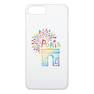 Capa iPhone 8 Plus/7 Plus Design de néon de Paris France Arco do Triunfo
