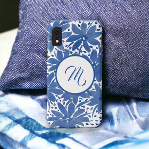 Capa Para iPhone Da Case-Mate Design Floral Branco Azul Monograma