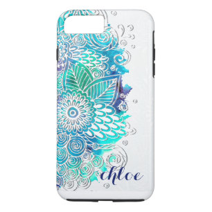 Capa Para iPhone Da Case-Mate Design floral da mandala do azul e da cerceta do