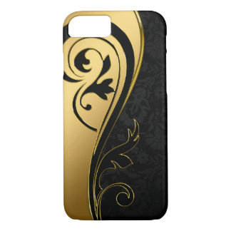 Capa iPhone 8/7 Design Floral Dourado e Preto