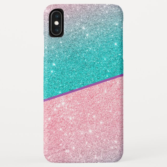 Capa Para iPhone, Case-Mate Design geométrico de brilho rosa e turquesa (Verso)