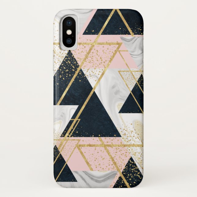 Capa Para iPhone, Case-Mate Design geométrico e ouro de confete elegante (Verso)