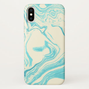 Capa Para iPhone X Design mármore legal em Turquesa e Creme