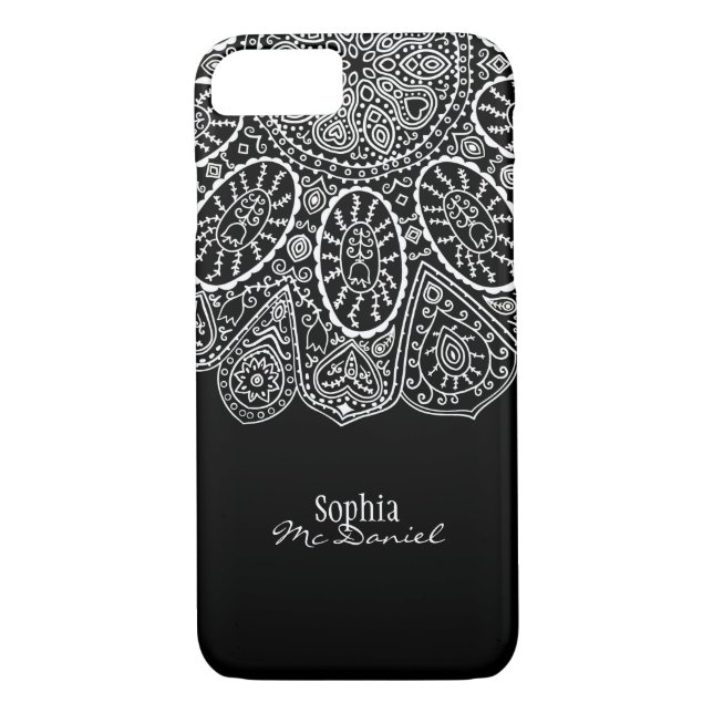 Capa Para iPhone, Case-Mate Design preto e branco do círculo Henna desenhado à (Verso)