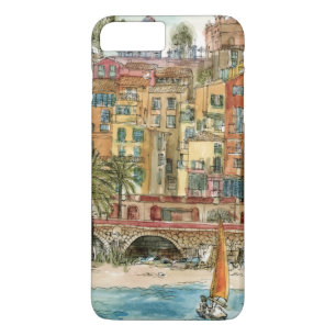 Capa iPhone 8 Plus/7 Plus Destinos Praia e Edifícios de Watercolor
