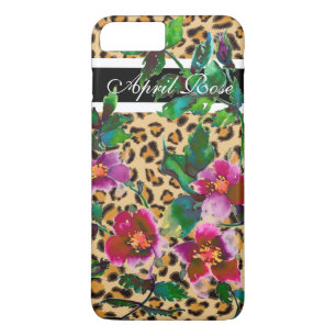 Capa iPhone 8 Plus/7 Plus Detalhe do rosa de colheita do Leopardo monograma