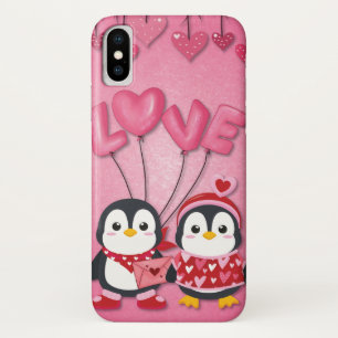 Capa Para iPhone Da Case-Mate Dia de os namorados Rosa Bonito Adora Pinguins