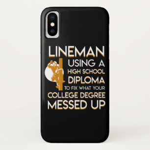 Capa Para iPhone Da Case-Mate Diploma universitário do reparo do lineman sujado