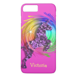 Capa iPhone 8 Plus/7 Plus Diversão Trendy Rainbow Unicorn Personalizado