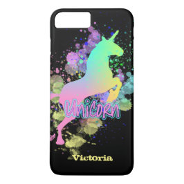Capa iPhone 8 Plus/7 Plus Diversão Trendy Rainbow Unicorn Personalizado