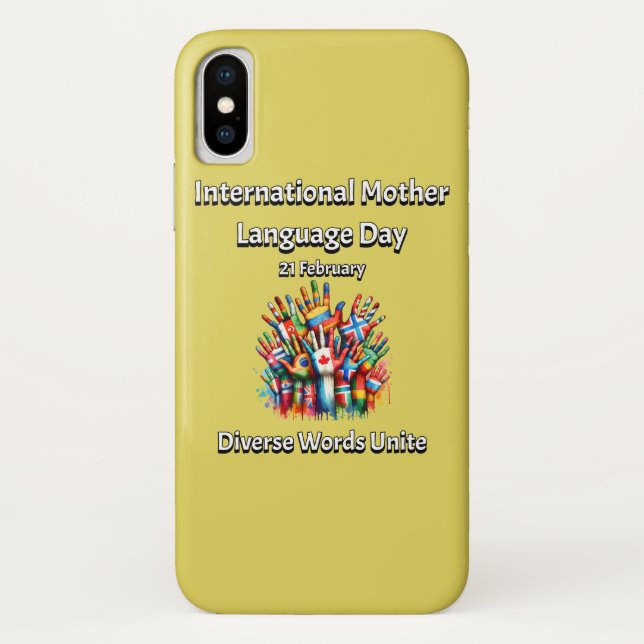 Capa Para iPhone, Case-Mate Diversas Palavras Se Unem. Dia da Língua Mãe. (Verso)