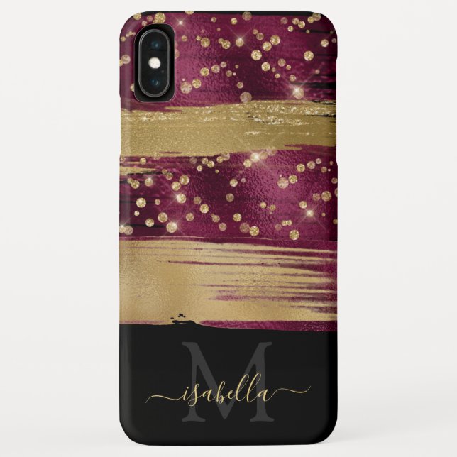 Capa Para iPhone, Case-Mate Divião Monograma em Script com Brilho Dourado e Bo (Verso)
