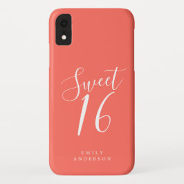 Capa Para iPhone Da Case-Mate Doce 16 White Script Coral 16º aniversário