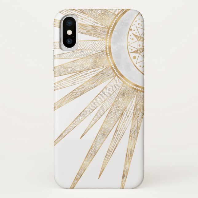 Capa Para iPhone, Case-Mate Dodles Dourados Elegantes Sun Moon Mandala Design (Verso)