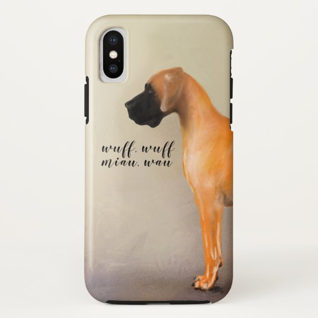 Capa Para iPhone, Case-Mate Dogue Alemão cor de cervo com texto (Verso)