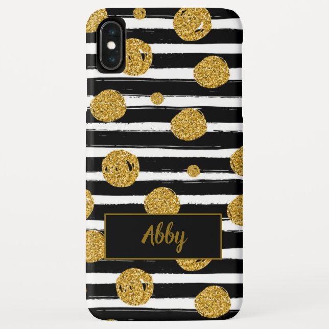 Capa Para iPhone, Case-Mate Dourada Glitter Black Stripes (Verso)