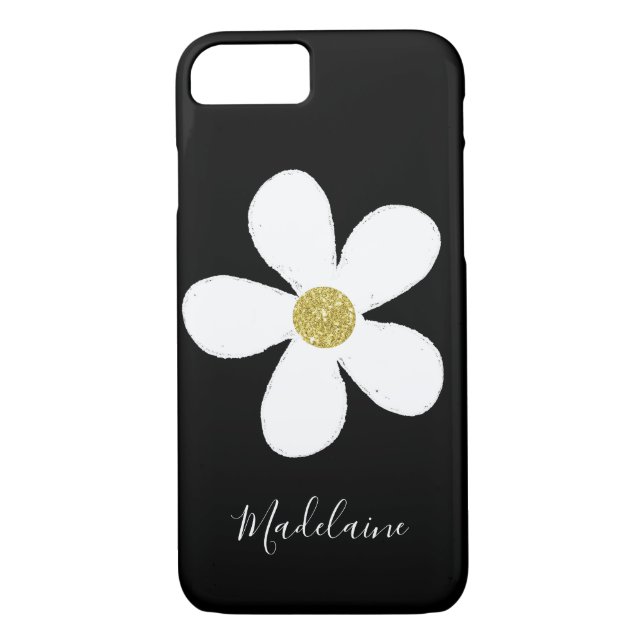 Capa Para iPhone, Case-Mate Dourada margarida branca negra (Verso)