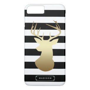 Capa Para iPhone Da Case-Mate Douradas Stripes Pretas e Brancas da Cabeça de Ce