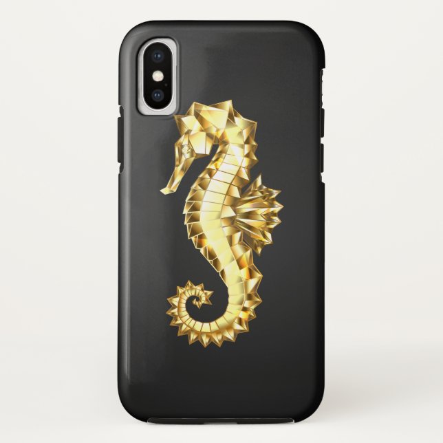 Capa Para iPhone, Case-Mate Dourado Cavalo de Mar Poligonal (Verso)