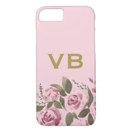 Capa iPhone 8/7 Dourado Cor de Água Flor Rosa