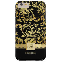 Dourado e preto elegante com monograma