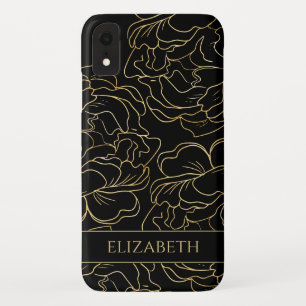 Capa Para iPhone Da Case-Mate Dourado Floral Preto Personalizado