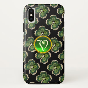 Capa Para iPhone XS Dourado Saint Patrick Shamrock Jewel com Pérolas